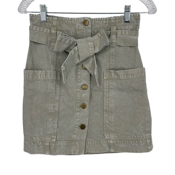 Young Fabulous & Broke Kace Denim High Waisted Paperbag Skirt Medium NWOT - Picture 1 of 9